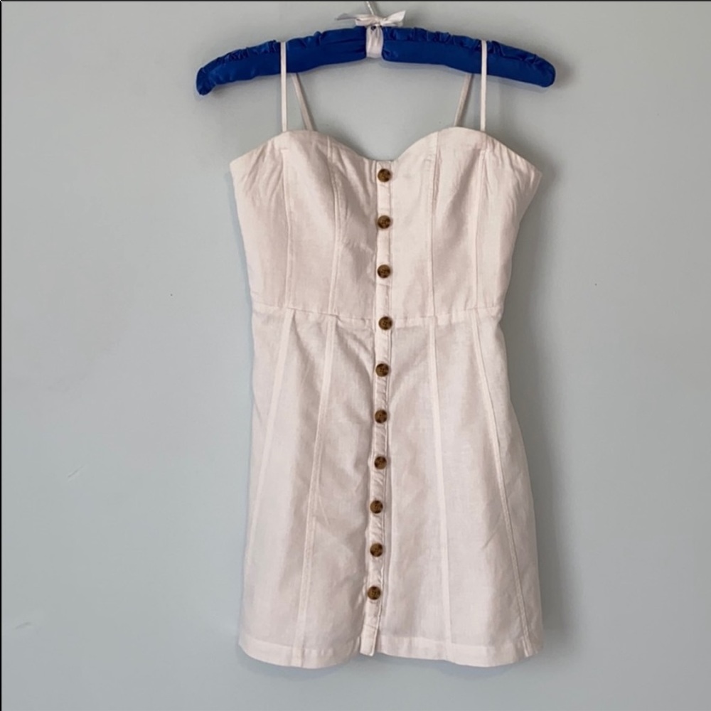 Kimchi blue lilyanna linen button down dress ivory